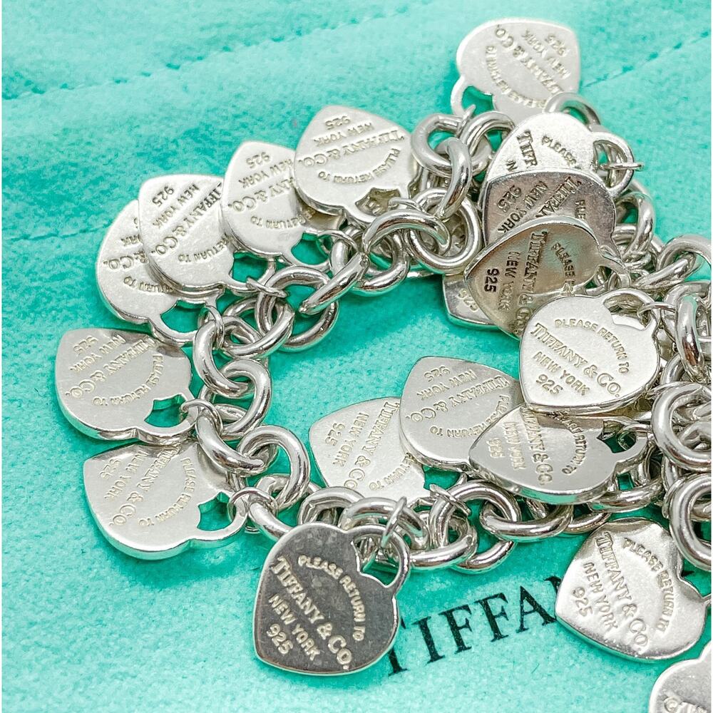 Tiffany & Co. Return to Tiffany Multi Heart Tag Bracelet Sterling Silver 7" - Picture 15 of 15